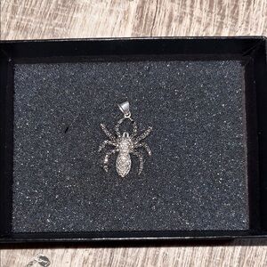 Sterling Silver and Genuine Black and White Diamond Pendant